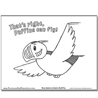 flying puffin coloring page